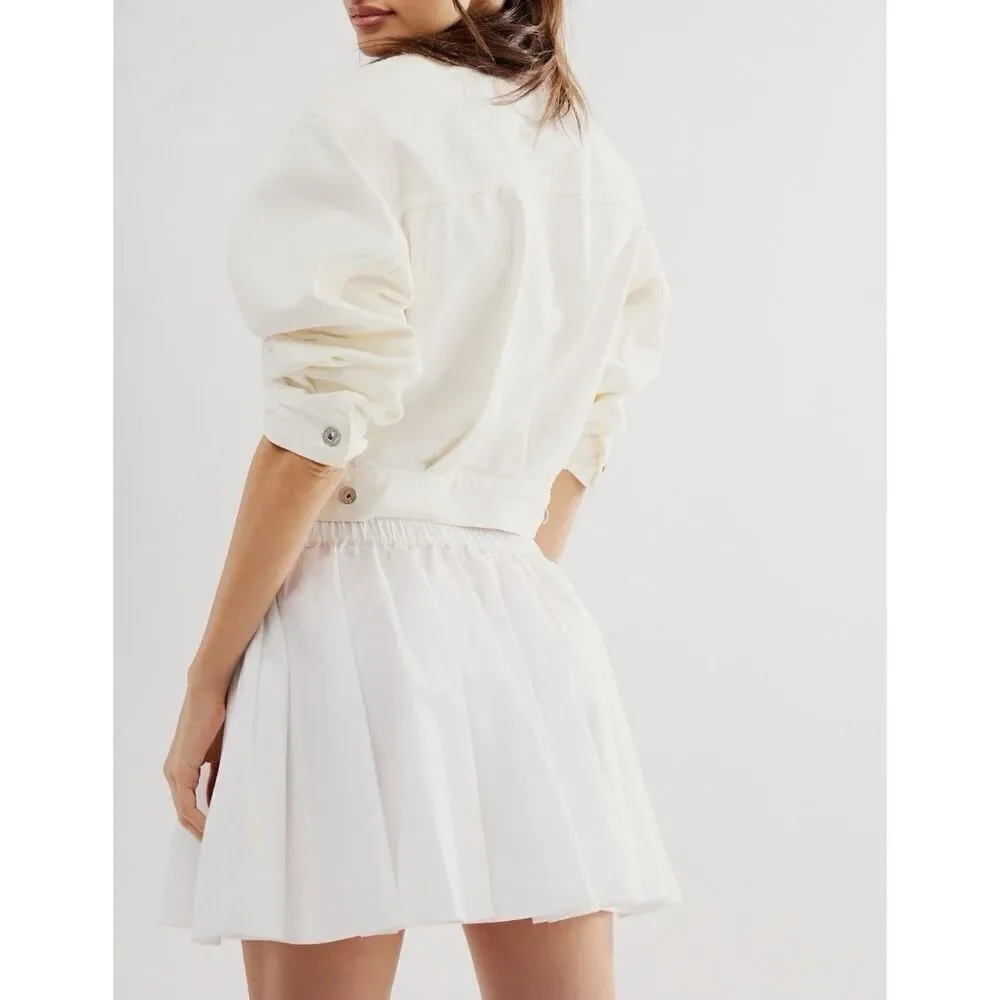 NEW Free People Gaia Pocket Skirt In Optic White Boho Summer Size S NWT